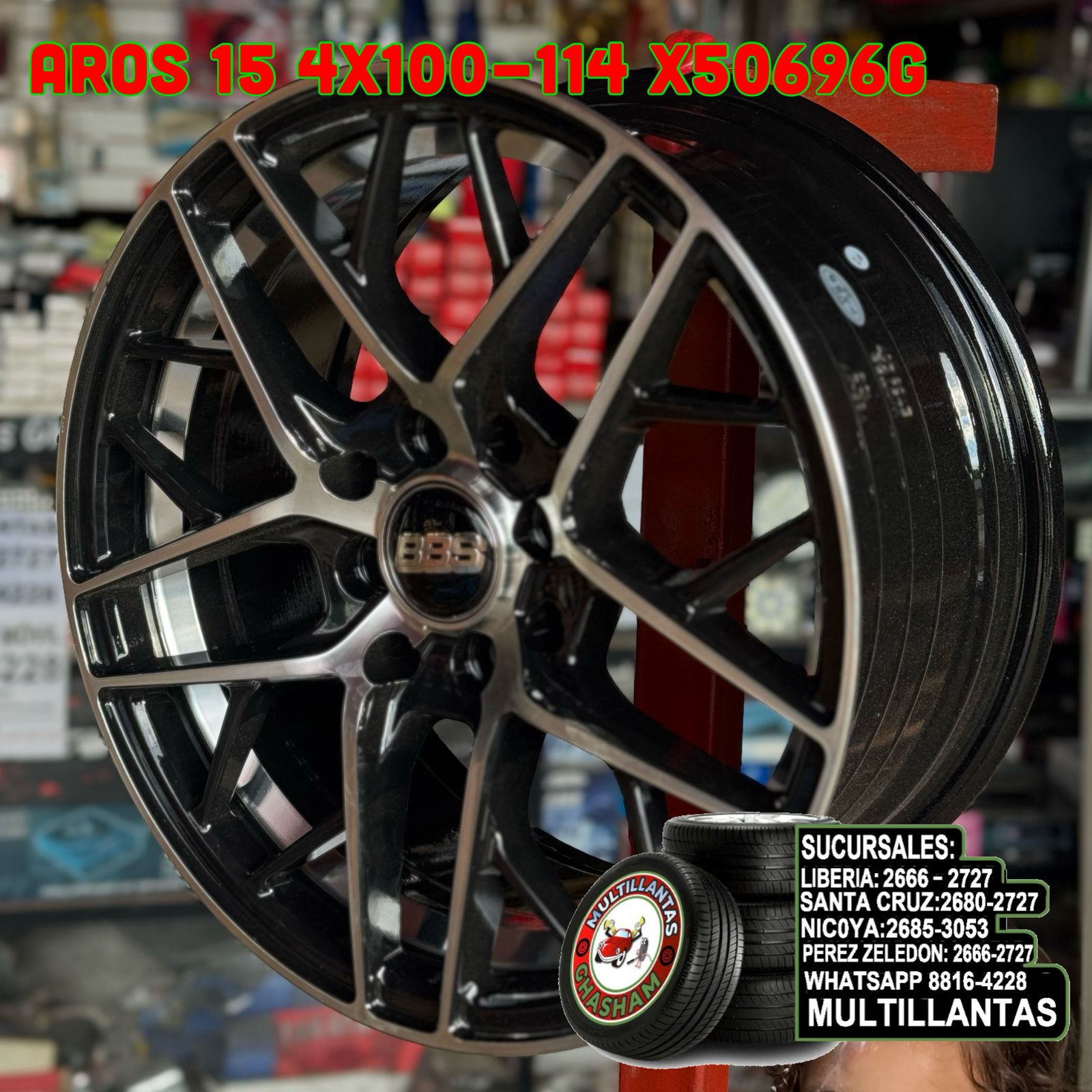 AROS # 15X6.5 8X100-114 ET35 BM-BL 50696